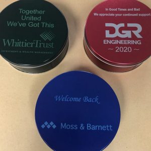 customized stipple tins for holiday gifts