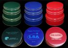 Stipple tins customized with company logos