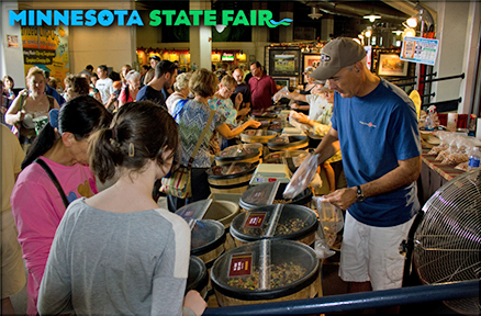 Chris selling nuts at the Minnesota State Fair