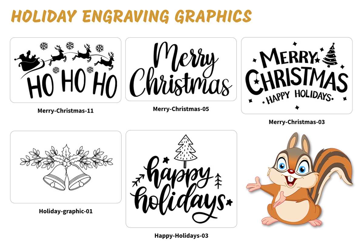 Thumbnails of holiday engraving graphic options